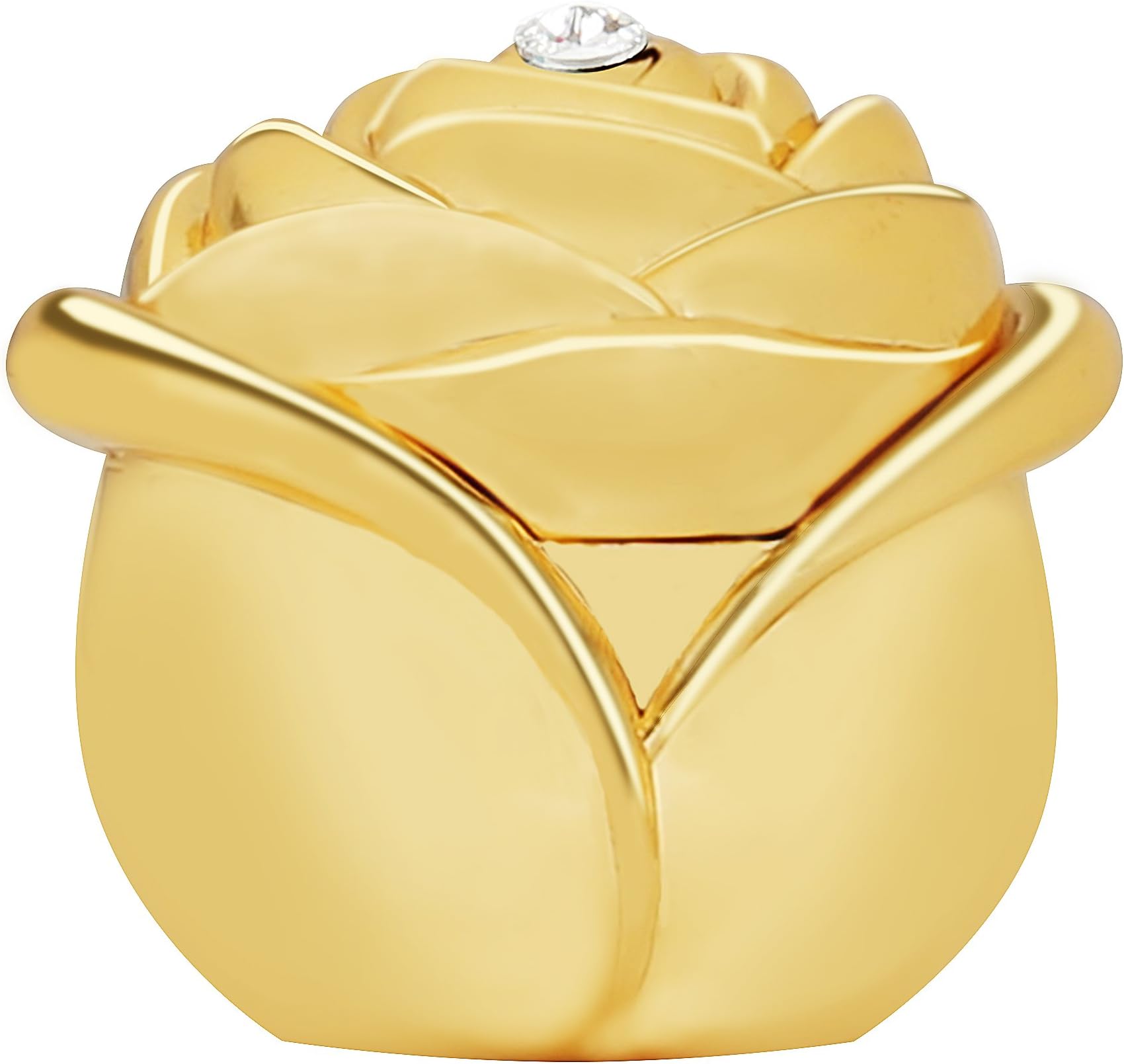 G GEEKEEP Vintage Romantic Rose Shape Metal Ring Box Valentine Propose Wedding Jewelry Gift Box Case (Golden)