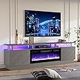 Jolydale 36" Electric Fireplace Integrated TV Stand - 70" 2-Tier Console for TVs up to 80", Ideal for Living Room Settings, Gray