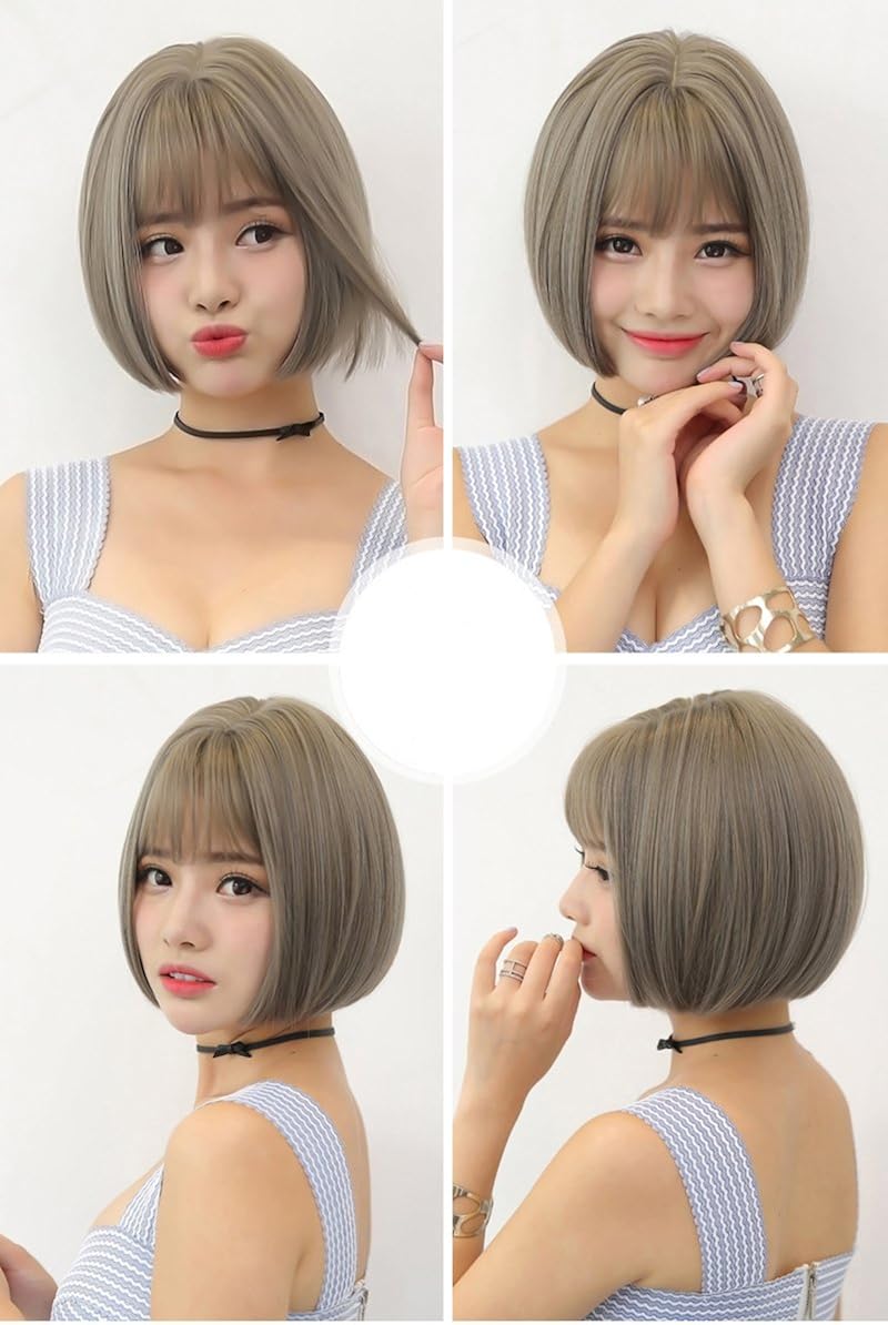 Amazon Saeons サエオンズ ウィッグ フルウィッグ ショート ボブ ストレート シースルーバング ぱっつん 小顔 可愛い 自然 耐熱 フルウィッグ 通販