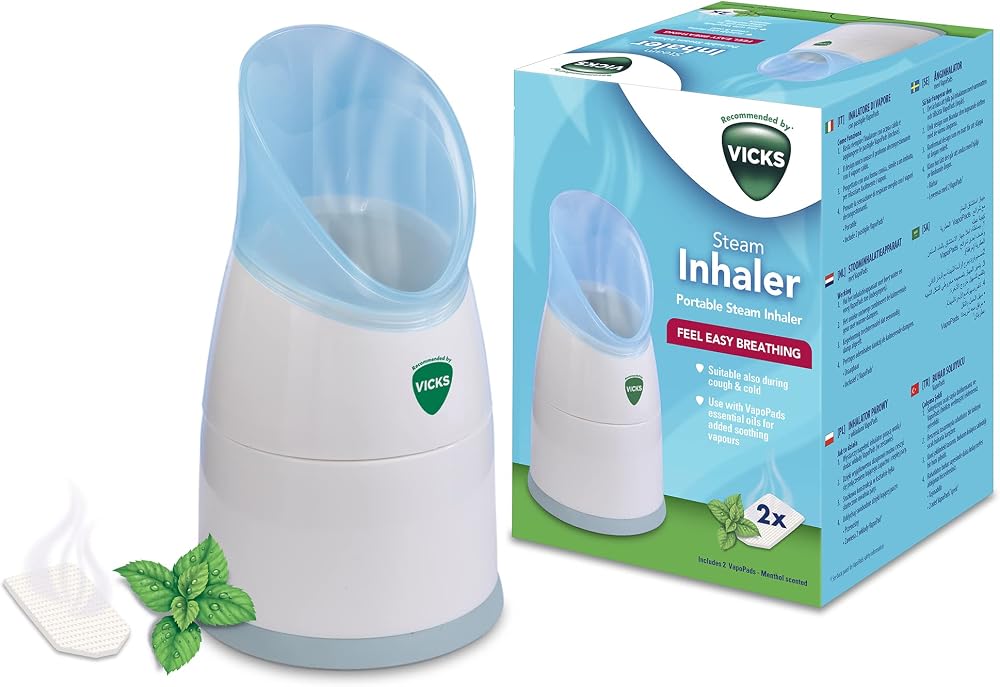 Vicks Personal Steam Inhaler V1300 with 2 Scent Pads for Easy Breathing