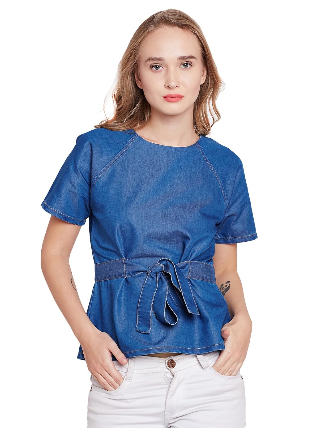 marie claire women dark blue solid top