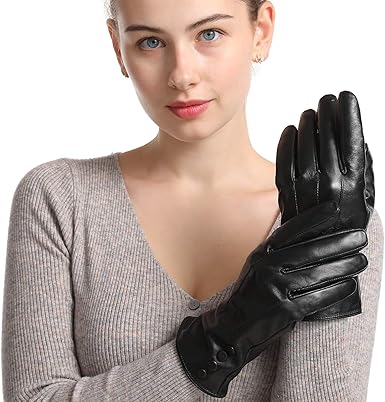 Warm leather gloves women's Clearance