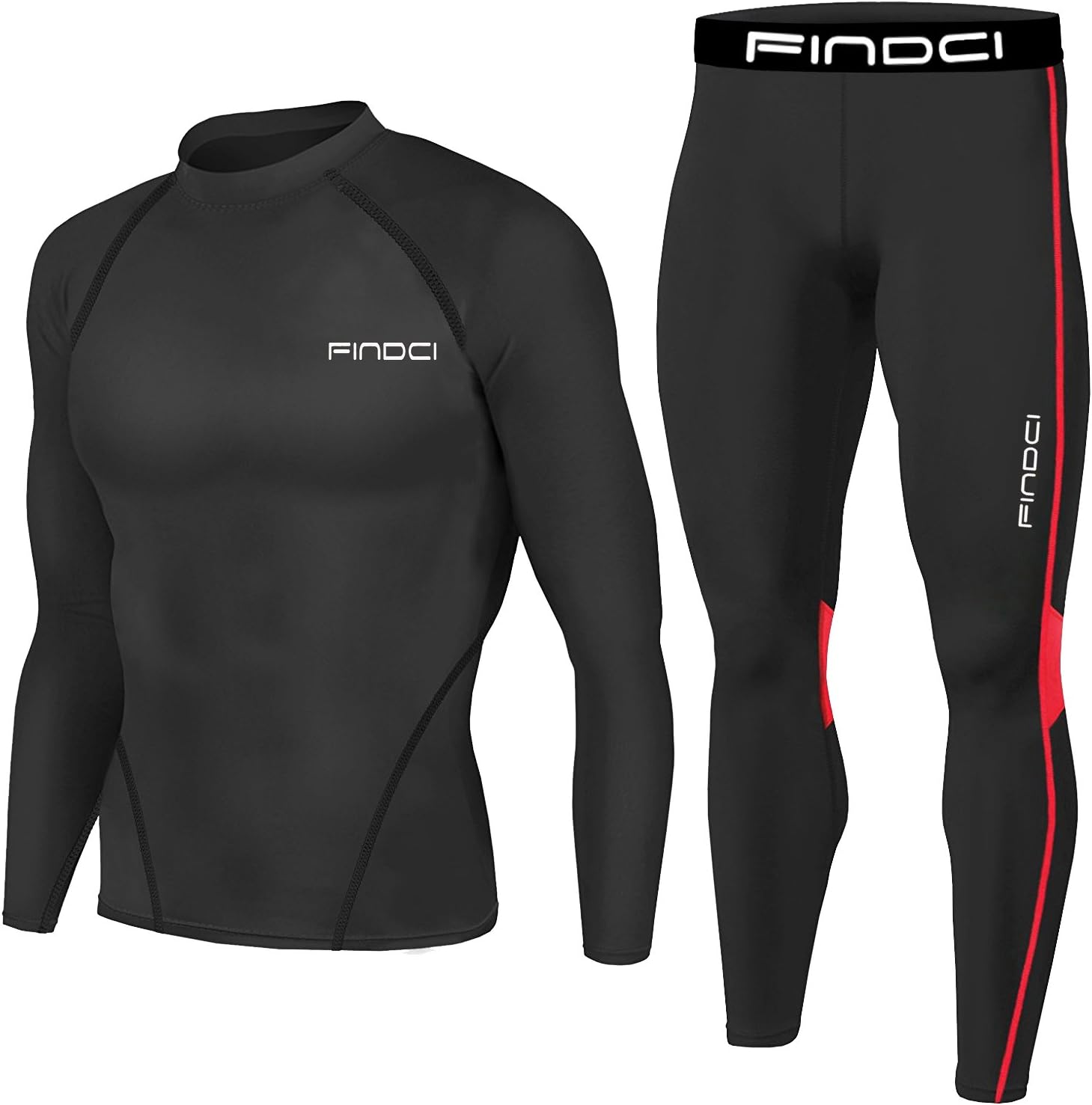 1Bests Men's Sports Running Set Compression Shirt + Pants Skin-Tight Long Sleeves Quick Dry Fitness Tracksuit Gym Yoga Suits