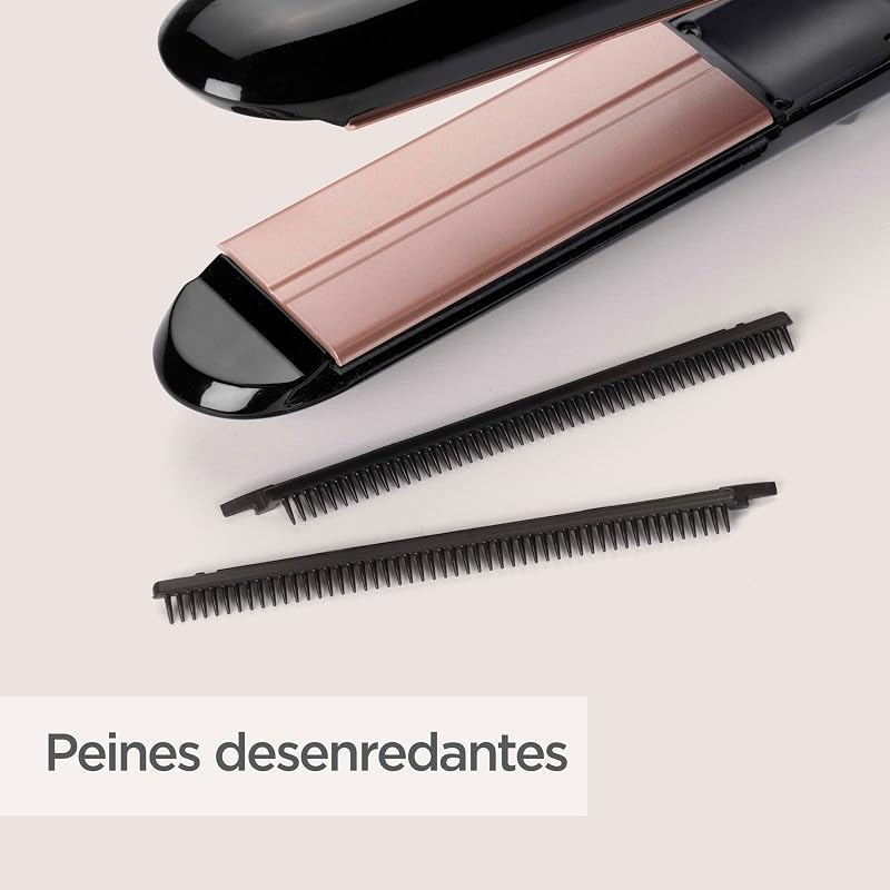 Ferro para alisar cabelo liso a vapor, preto