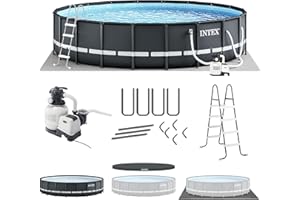 INTEX 26333EH Ultra XTR Deluxe Above Ground Swimming Pool Set: 20ft x 48in – Includes 2100 GPH Cartridge Sand Filter Pump – SuperTough Puncture Resistant – Rust Resistant – Easy to Assemble