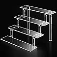 Acrylic Risers Display Stands, Clear Perfume Organizer, 4 Tier Diaplay Riser Shelf Compatible with Funko POPs Amiibo Nendoroids, Lotion Holder Cupcake Stand Shot Glass Display Tiered Table Shelf Stand