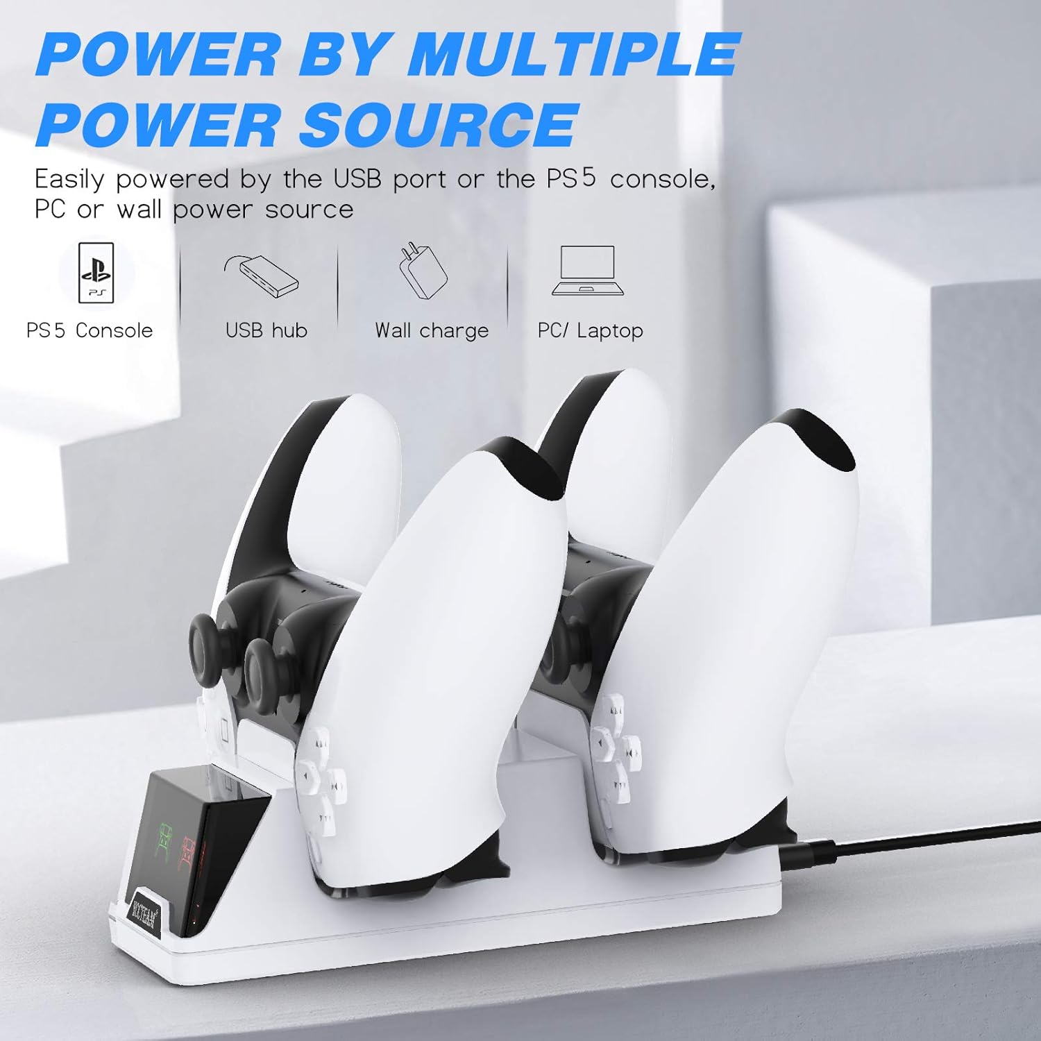 YCCTEAM PS5 Controller Charger, PS5 Charger Dual USB Type C Fast Charging Dock for PS5 Dualsense