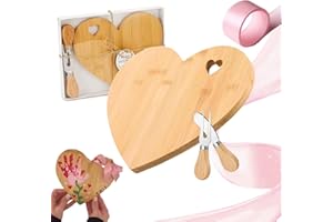 Heart Shaped Cutting Board, 8.5-Inch Valentine’s Day Bamboo Charcuterie Board with Gift Box, Multipurpose Wood Kitchen Servin