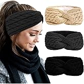 Brimekichio Winter Headbands for Women Fuzzy Knit Ear Warmer Headband for Cold Weather Winter Accessories for Women / 3 Pack