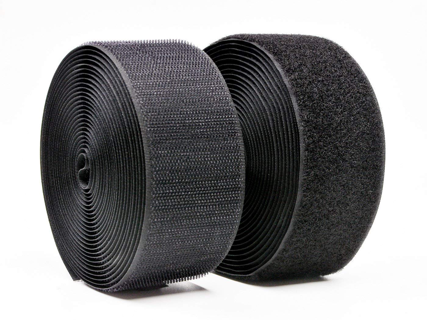 Arlent 50mm(2") Width 5 Meters Sew-On Hook and Loop Fastener Tape Nylon Strips Fabric Non-Adhesive Back (Black)