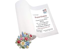 Superpunch Cloud Cover Stitch 12 inch x 10 Yard Roll, SuperStable Lightweight Stabilizer, Over The Back Fusible, Iron On Soft Cutaway Stabilizer for Embroidery Machines Backing - White - Made in USA