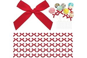 Lianxuia 50pcs Small Satin Ribbon Bows for DIY Crafts, Premade Mini Red Ribbon Bows,Sewing Scrapbooking Wrapping Ornaments fo