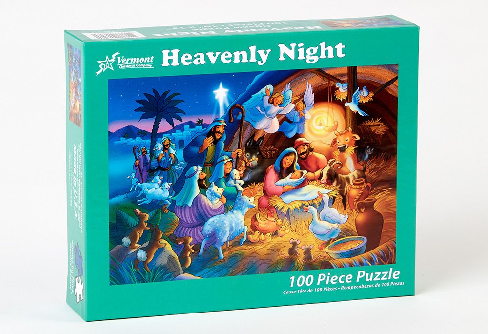 Vermont Christmas Company Heavenly Night Jigsaw Puzzle 100 Piece, Large Pieces Perfect for Kids and Seniors