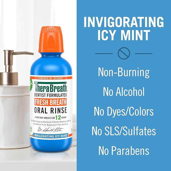 THERABREATH FRESH BREATH MOUTHWASH, ICY MINT FLAVOR, ALCOHOL-FREE, 16 FL OZ (PACK OF 2)