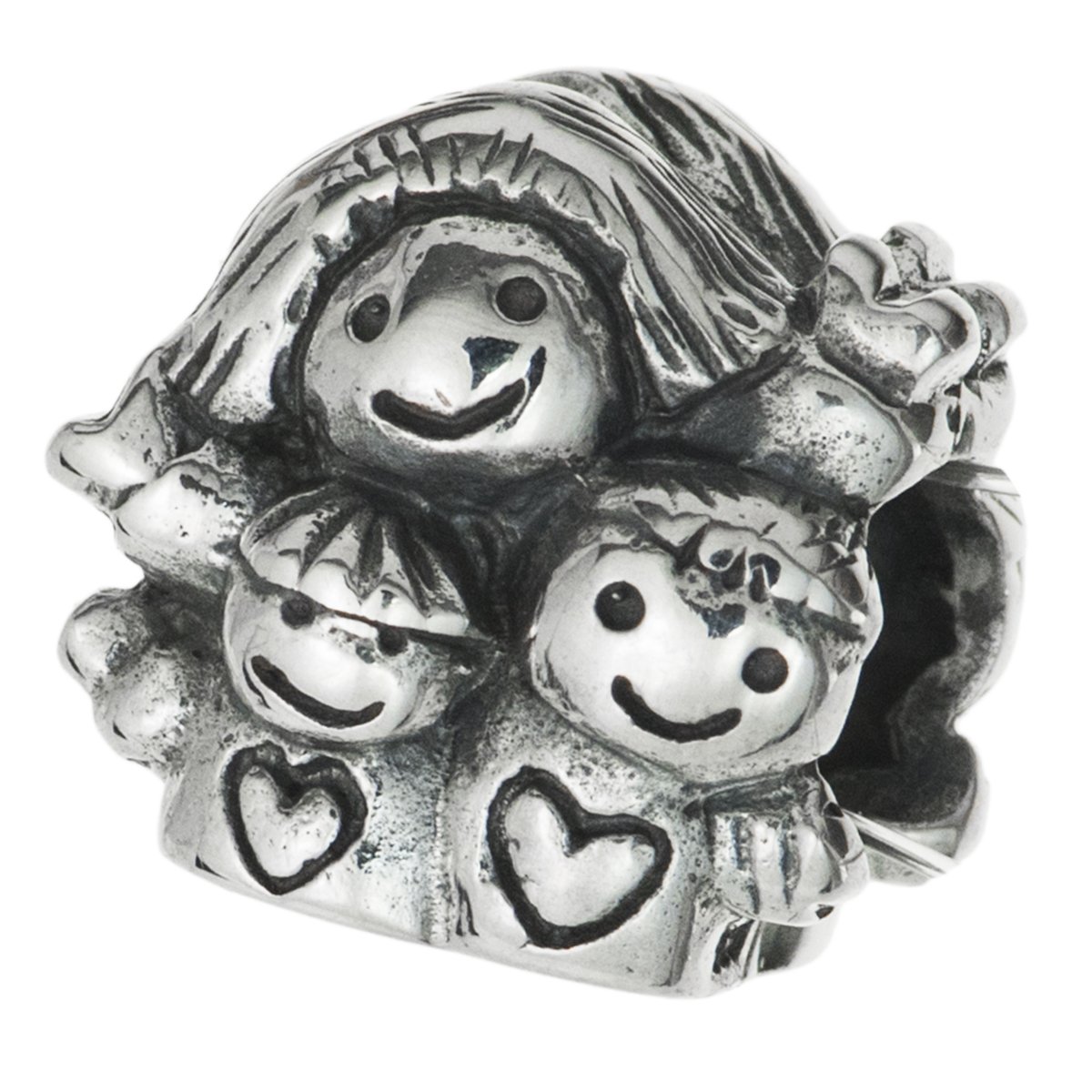 Queenberry Sterling Silver Mother Daughter Son Family European Style Bead Charm