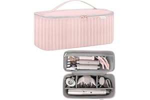 Lexeeco Travel Carrying Case for Hair Dryer Shark Flexstyle Dyson Airwrap Brush Hair Accessories Tools Storage Bag for Revlon Hairdryer Styler Organizer (Pink)