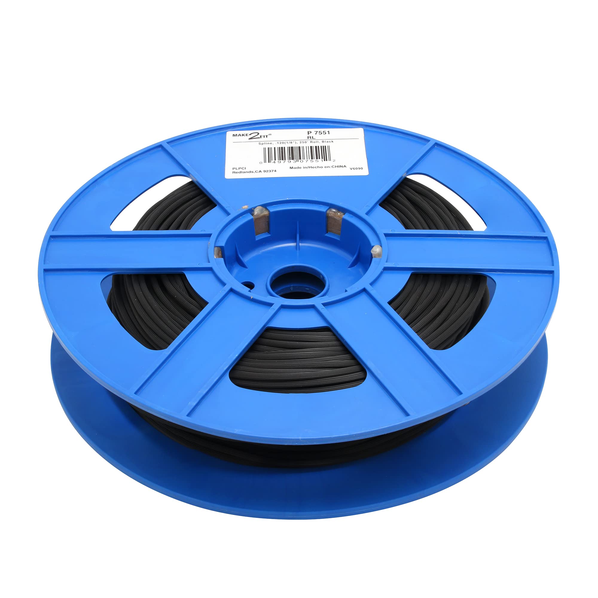 Prime-Line P 7551 Screen Retainer Vinyl Spline, 0.12 in., Round, Black, 250 Foot (1 Roll)