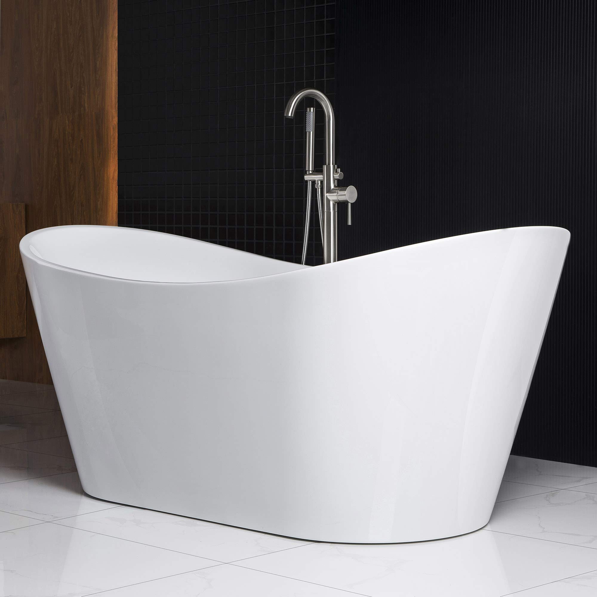 WOODBRIDGE BTA1517 Freestanding Bathtub Contemporary Soaking Tub, White