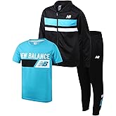 New Balance Boys Sweat Suit Set - 3 Piece Short Sleeve Graphic Tee, Zip Up Jacket, Tricot Jogger Sweatpants for Boys (2T-16)
