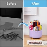 Marbrasse 360-Degree Rotating Desk Organiser with 5 Compartments Purple view 6