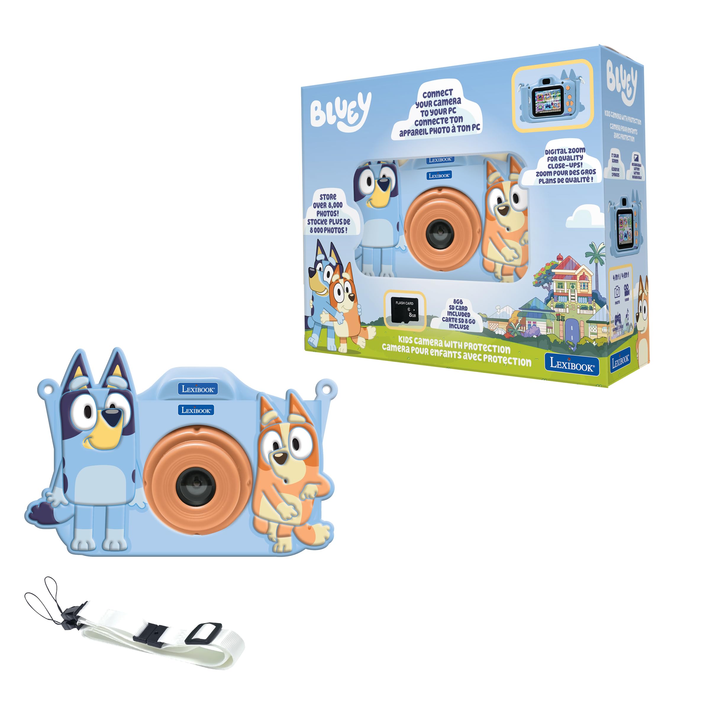 LEXIBOOK Bluey 4-in-1 Kids' Camera with Protective Case, Photo, Video, MP3, and Game Functions, 15 Frames to Personalize Your Photos, Includes 8 GB Memory Card, DJ078BY — image 1