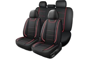 HChengkikz Car Seat Covers, Quilting Leather Seat Covers Full Set, Waterproof Faux Leather Automotive Seat Covers for Cars, Universal Car Seat Protectors Fit for Suvs,Trucks,Airbag Compatible (N4)