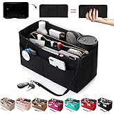 ETTP Purse Organizer Insert, Felt Tote Organizer Insert With Metal Zipper, Handbag Organizer For Speedy, Neverfull, Tote, Handbag, 7 Colors 5 Sizes