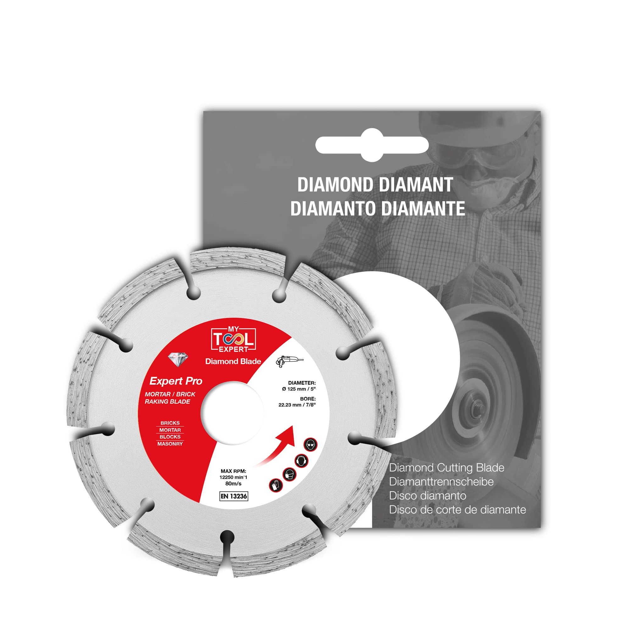 Expert Pro Diamond Mortar Disc 125mm/5", "Raking Blade for Grinders, Repointing Raker Tool for Fast Removal of Old Mortar, Brickwork Pointing