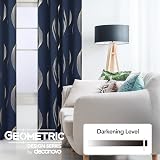 Deconovo Blackout Curtains 66x72 Navy Gold Wave 2 Panels Thermal Insulated view 3