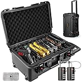 Wheeled Pistol Gun Case for 10 Handguns - Holds 10 Pistols & 12 Magazines, Pre-Cut Pistols Hard Shell Gun Box, TSA Approved Pistol Case for SIG Sauer, Smith & Wesson, for Colt, for Revolver, for Glock
