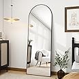 OGCAU Floor Full Length Mirror, 56"x20" Black Arched Full Body Mirror, Floor Mirror, Hanging or Leaning, Standing, Wall Mounted with Aluminum Frame for Bedroom Living Room