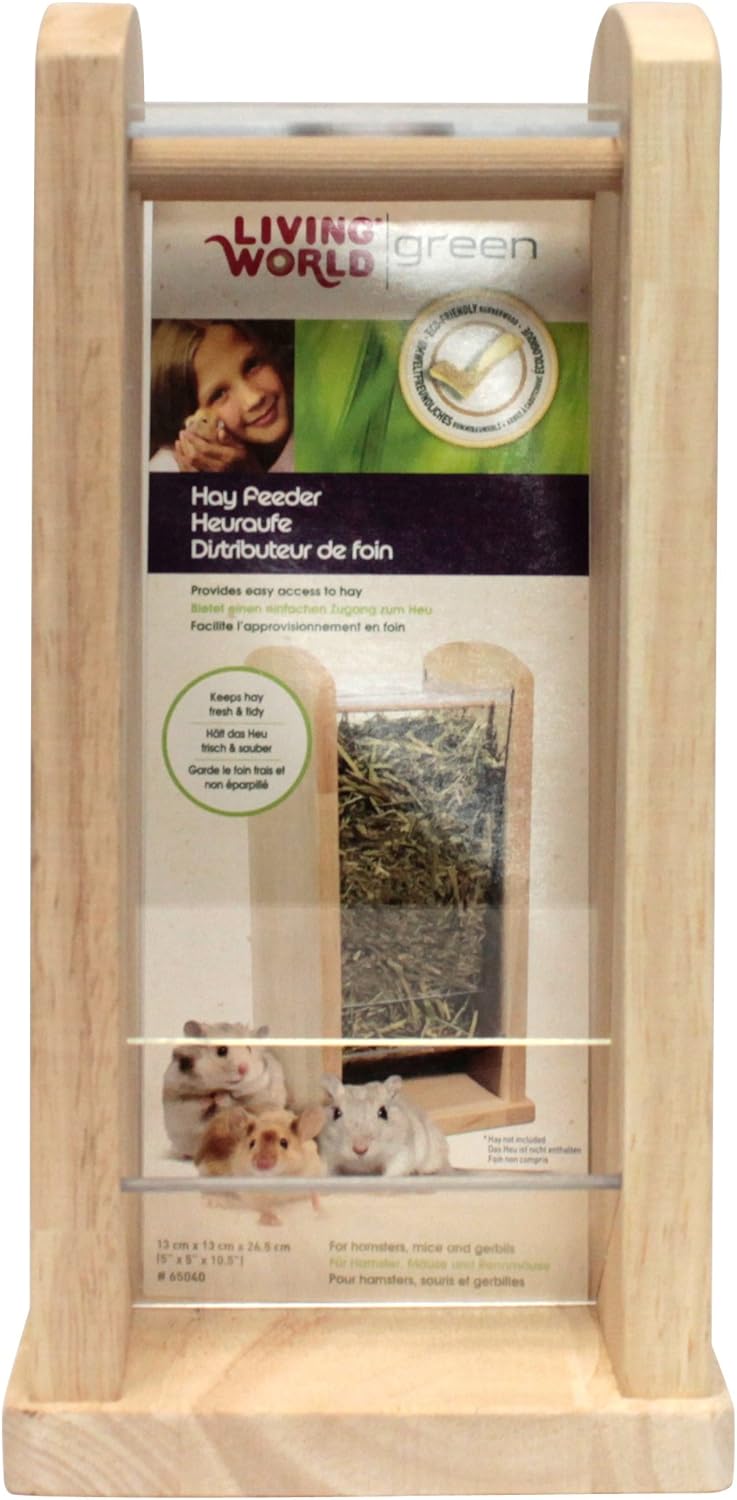 Living World Green Wood/Acrylic Hay Rack, Small, 13 x 13 x 26.5 cm, Wood,Green