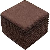 VeraSong Microfiber Dish Cloths Fast Drying Kitchen Cleaning Cloth Dish Rags Dust Cloths Ultra Absorbent Lint Free Washcloths 12inch x 12inch 10 Pack Brown