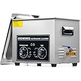 CREWORKS 10L Ultrasonic Cleaner with Heater and Timer, 2.6 Gallon Ultrasonic Cleaning Machine, 240W Sonic Cavitation Machine 