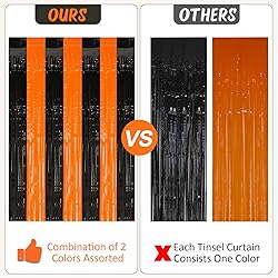 PIGETALE 2 Pack Black and Orange Tinsel Foil Fringe