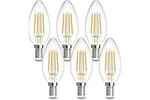 DiCUNO E12 Candelabra LED Bulb Dimmable 60W Equivalent, 2700K Warm White, 4W 550lm, Vintage Chandelier Light Bulbs, Pack of 6