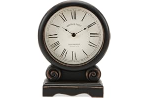 NIKKY HOME Mantel Clock, Retro Desk Clock Silent-Non-Ticking Battery Operated Wooden Mantel Clock for Living Room, Bedroom, Shelf Decoration, Fireplace, Farmhouse Decor