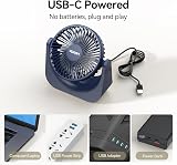 VOXON USB Desk Fan 5 Speeds 90° Tilt Quiet 50dB 1.5m Cable Small 5.5" view 6