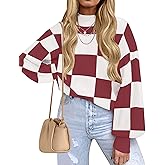 ZESICA Women's 2026 Spring Fashion Turtleneck Long Sleeve Striped Ribbed Knit Loose Pullover Sweater Tops