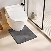 TYUU Toilet Rug, Thin Toilet Rugs U Shaped Washable Non Slip Absorbent Quick Dry Low Pile Toilet Mat, Dark Grey 20"x24" U Shape