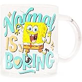 Silver Buffalo SpongeBob SquarePants “Normal is Boring” Glass Coffee Mug, 17.5 Ounces