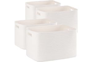 SIXDOVE 4 Pack Storage Baskets for Organizing Toys, Towels, and Clothes, Woven Basket for Shelves, Sturdy Nursery Cube Bins for Storage, 13''L x9''W x7.8''H, White
