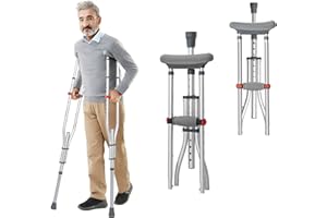 BQKOZFIN Crutches Adults (1 Pair), Aluminum Underarm Crutches, Lightweight Crutches, Soft and Comfortable Handle, Height Adju