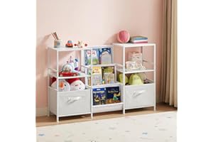 EYOCAL Kid Bookshelf Toy Organizer, 3 Tier Wooden Bookcase for Kids Rooms, Bedroom, Playroom