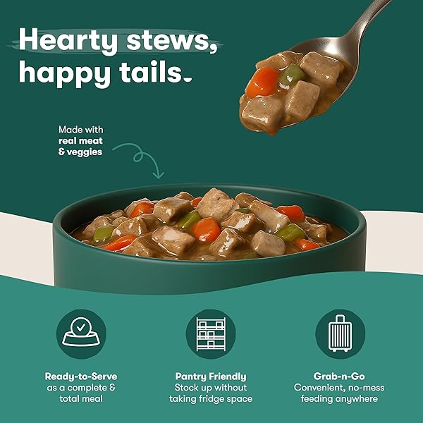 JINX BONE BROTH STEW FOR DOGS – BEEF & VEGETABLES RECIPE – GRAIN-FREE WET DOG FOOD & TOPPER FOR PICKY EATERS – PROMOTES LEAN MUSCLE GROWTH, A HEALTHY COAT & IMPROVED DIGESTION – 13 OZ, 12 PACK