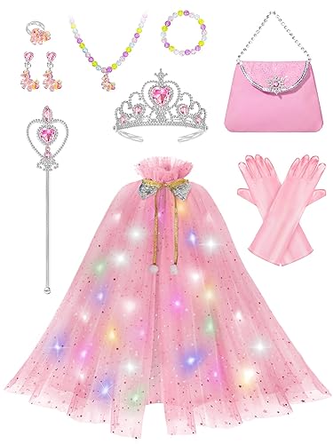 Popsunny Light Up Princess Dress Up Clothes for Girls 3 4 5 6 Years Old,  Toddler Princess Cape with Accessories Toy, Princess Costume Gift for Kids  Birthday Christmas Pink in Dubai - UAE | Whizz 14702634011