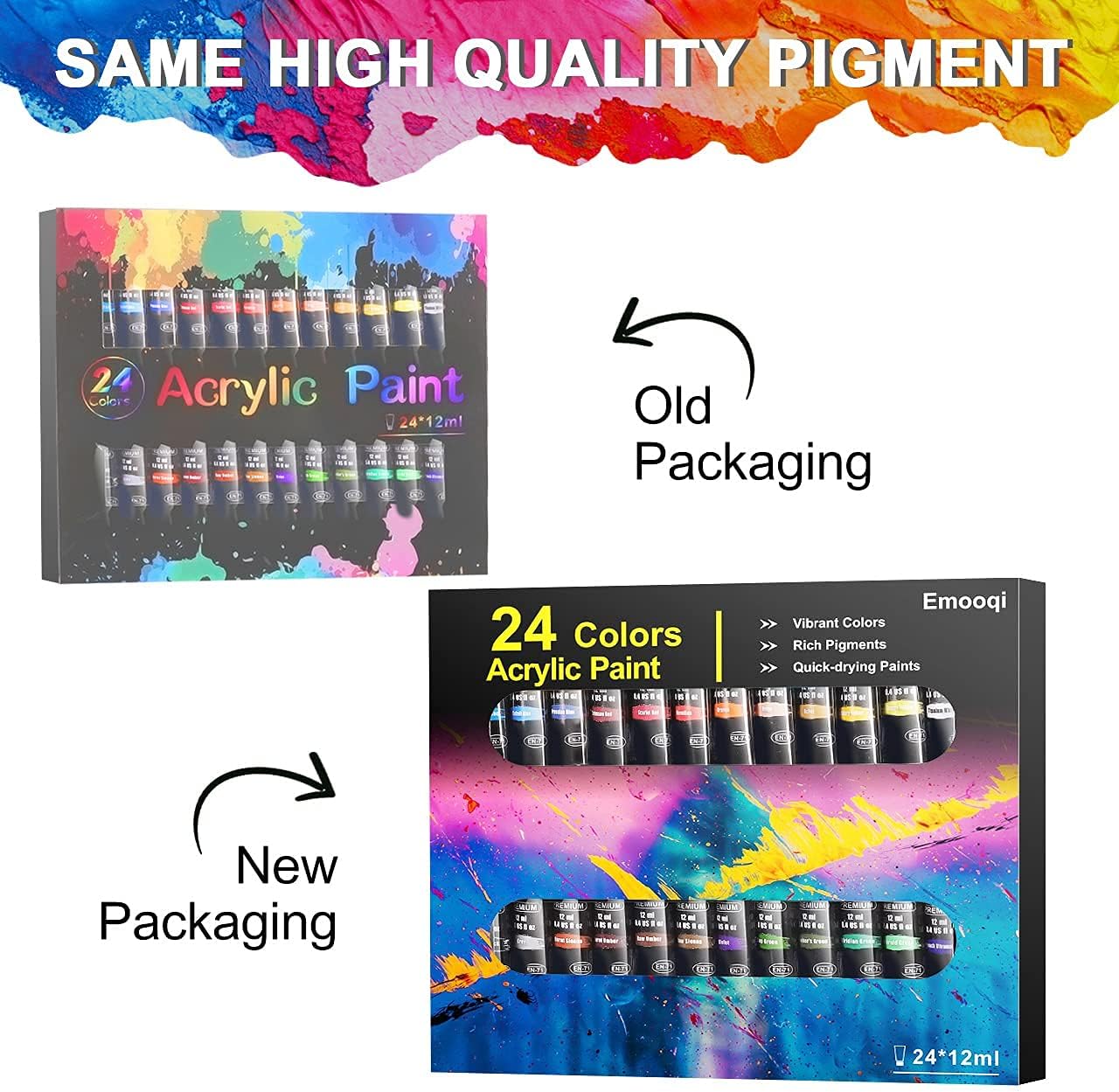 Acrylic Paint Set, Emooqi 45 Piece Professional Painting Supplies Set, Includes 24 Acrylic Paints, 16 Painting Brushes with Bag, Paint Knife, Art Sponge and Paint Palette, Arts Crafts Supplies