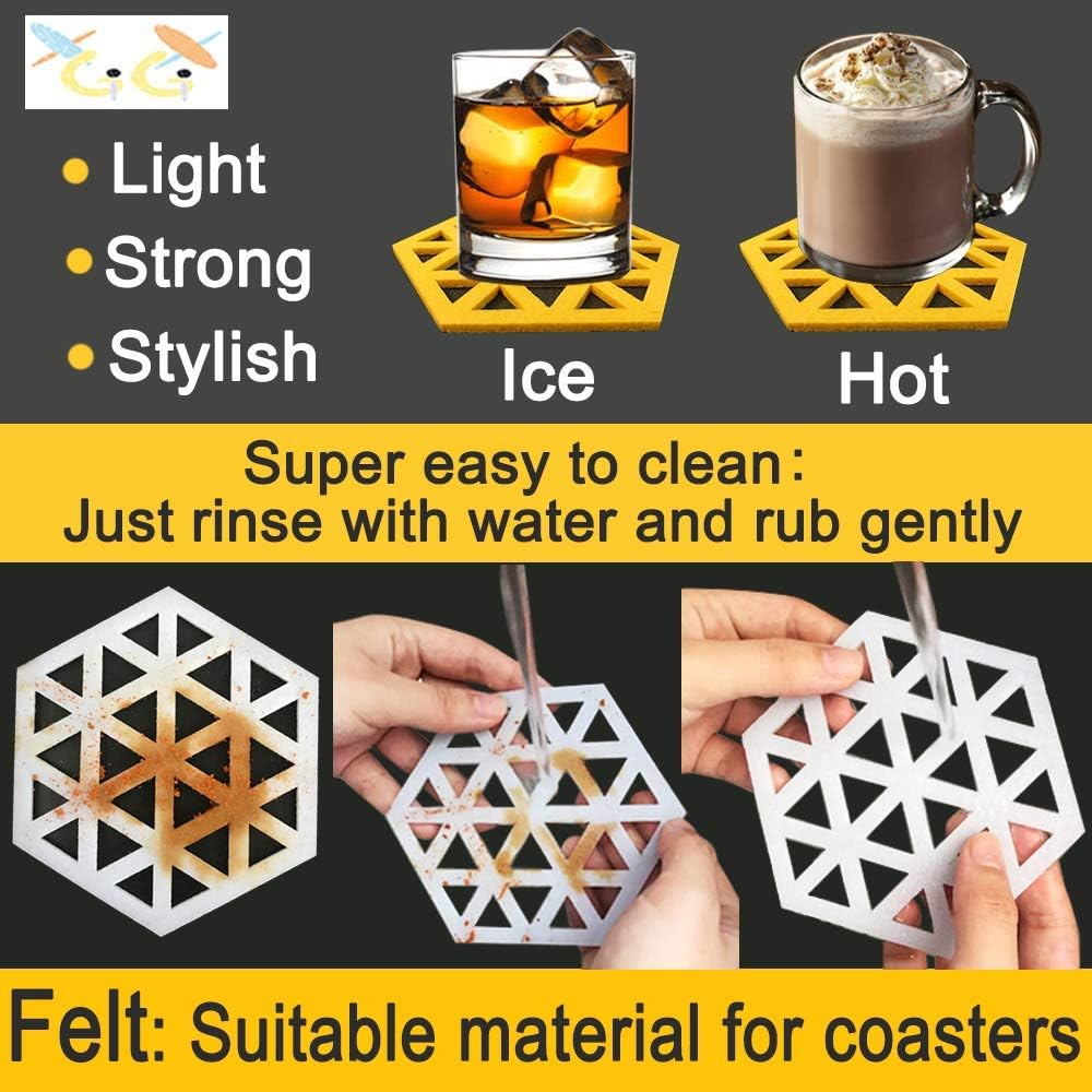 XGiGiX 10PCS New Creative Geometric Wool Felt Coasters Kit, for Drink Mat, Vases Mat, Heat Insulation Pad, Place Mat, Pot Mat, Absorbent and Dirt Resistance, can Splice and Combination.: Home & Kitchen