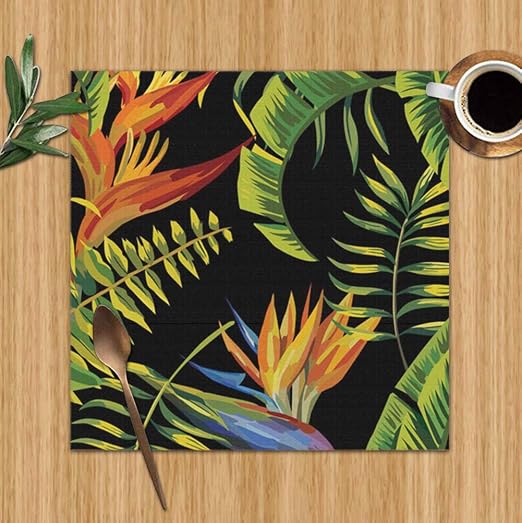 Amazon Com X Large Placemats Set Of 4 Tropic Summer Painting Nature Heat Resistant Placemats Washable Table Mats For Kitchen Dining Table 12x12 Inch Home Kitchen