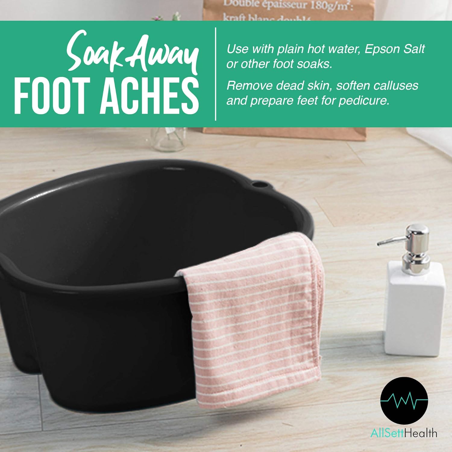 Foot Soaking Bath Basin – Large Size for Soaking Feet | Pedicure and Massager Tub for At Home Spa Treatment | Callus, Fungus, Dead Skin Remover: Beauty